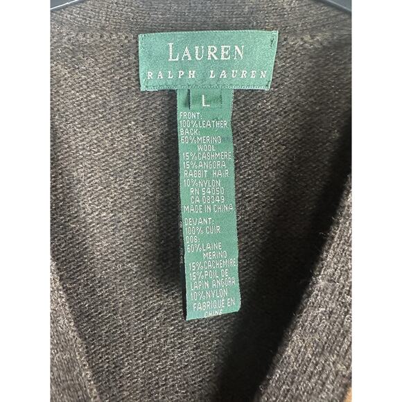 Lauren Ralph Lauren Suede Leather Vest Equestrian Women's Large Wool Cashmere - Picture 4 of 11